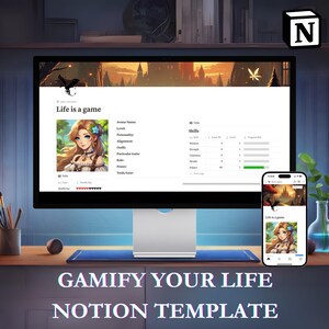 Gamify Your Life Notion Template | RPG Life Dashboard (Digital Download)