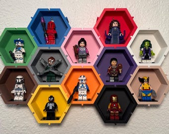 Minifigure Display, Interlocking, Display Shelf, Collectables, Miniature, Toys, Gift