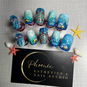 Ocean Beach Sea Life Press On Nails