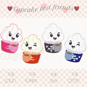 Fun kawaii Cupcake Applikation Stickdateien für Mama, Tochter, Oma und Freundinnen.