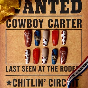 Cowboy Carter Press-On Nails: Cow Print Western Nail Art