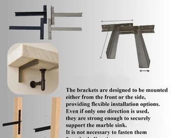 Floating Sink Bracket Heavy Duty | Hidden Wall Mount Sink Support | Stone Marble Sink Bracket | Custom Size Vanity Support Brackets