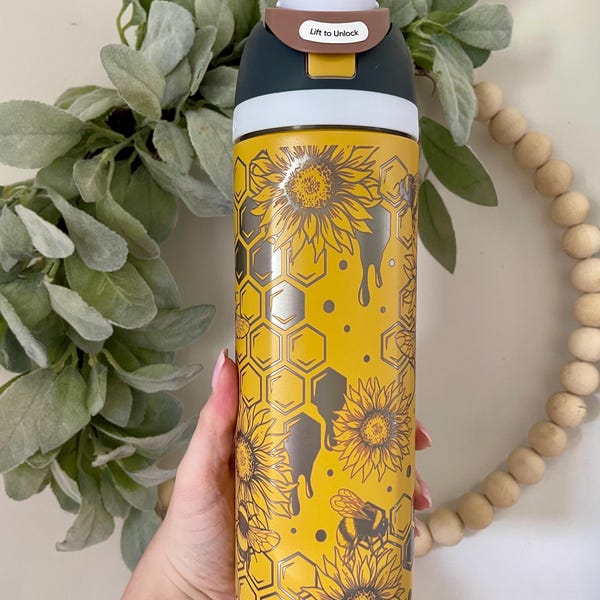 Bee and Sunflower Engraved 24oz Owala