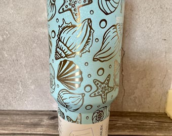 S*Y様 Trysail 直筆サイン入りシェルボトル Seashell Engraved Stanley 40oz - Etsy