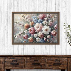 Art rustique de fleurs sauvages | Art mural floral en toile | Art mural encadré | Décoration d&#39;intérieur Cottagecore | Art mural ferme | Peinture botanique