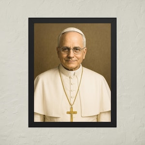 Ritratto incorniciato di Papa Leone XIV / Stampa fotografica di Papa Leone XIV / Arte murale devozionale cattolica / Stampa in stile dipinto papale