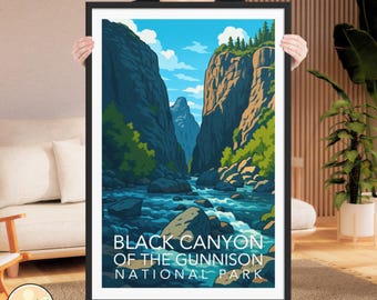 Black Canyon of the Gunnison Print | Gunnison National Park Wall Art | Black Canyon Travel Poster | Framed Colorado Print | Wall Art Decor