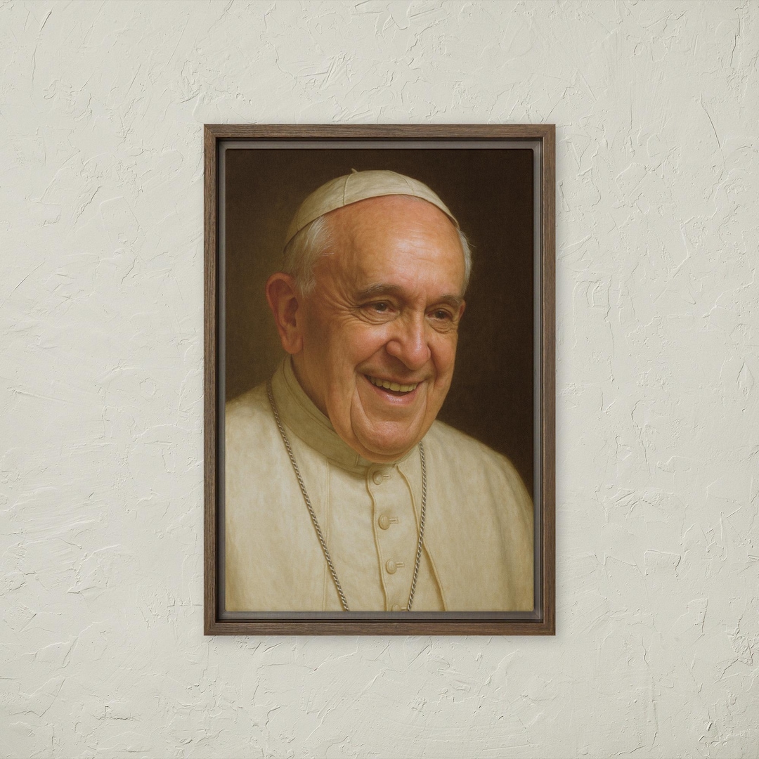 Pope Francis Portrait Wall Art | Framed Canvas Painting | Catholic Pope ...