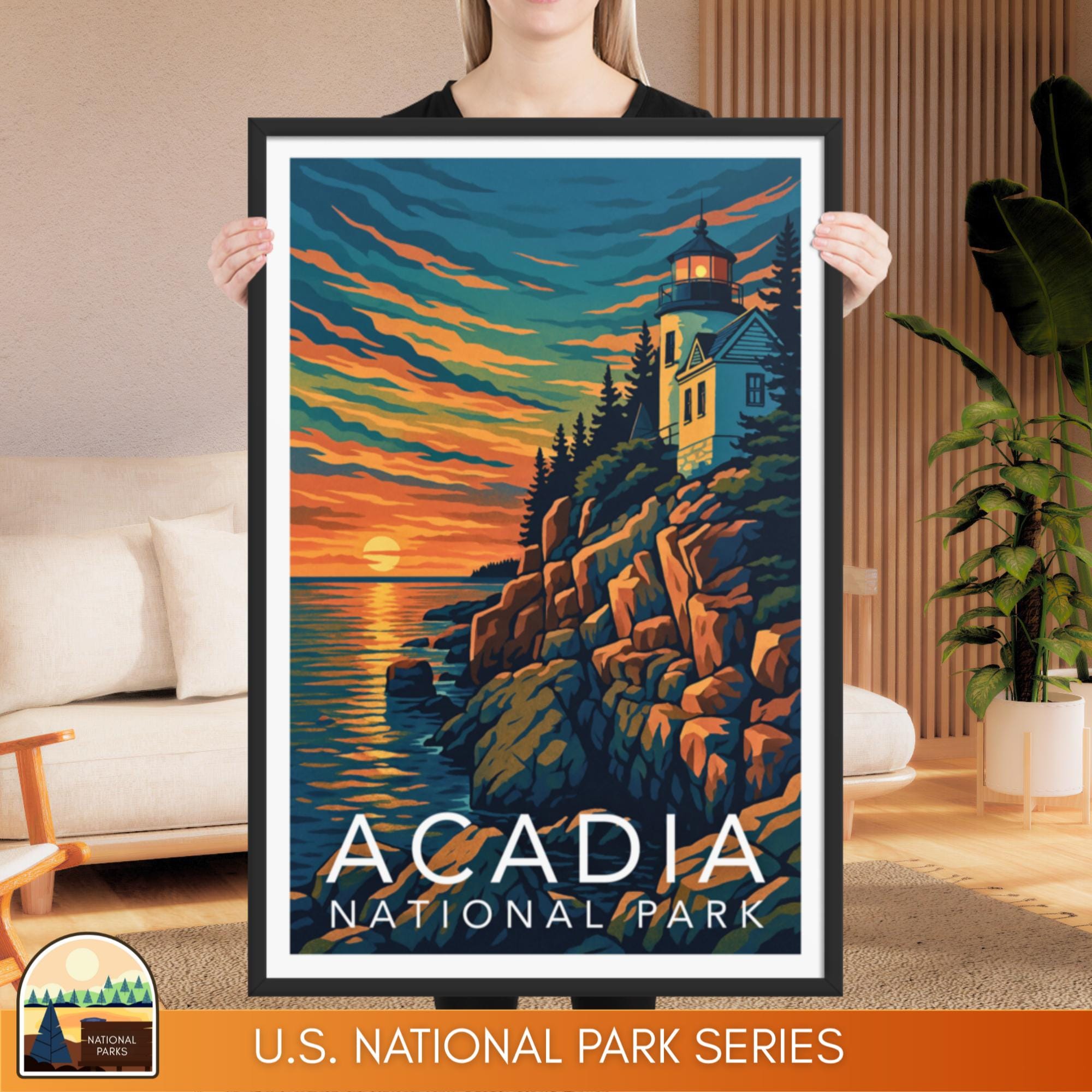 Acadia National Park Poster Print | Bass Harbor Head Lighthouse Wall Art | Acadia National Park Poster Print