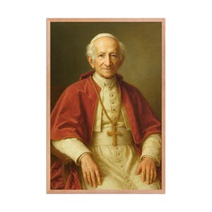 Stampa di Papa Leone XIII / Poster devozionale cattolico incorniciato / Arte murale realistica per la chiesa / Ritratto di Papa ispiratore per casa o cappella