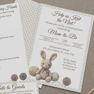 Neutralt virkat nästefest Mega-paket | Självredigerbar mall, komplett digital och utskrivbar brevpapperssvit