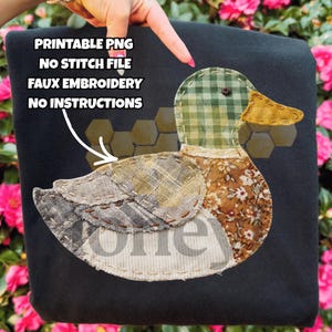 Faux Patchwork Mallard Duck Png, Quilted Applique Mallard Png, Farmhouse Duck Design Png, Hunting Lodge Duck Clipart Png, Sublimation Duck