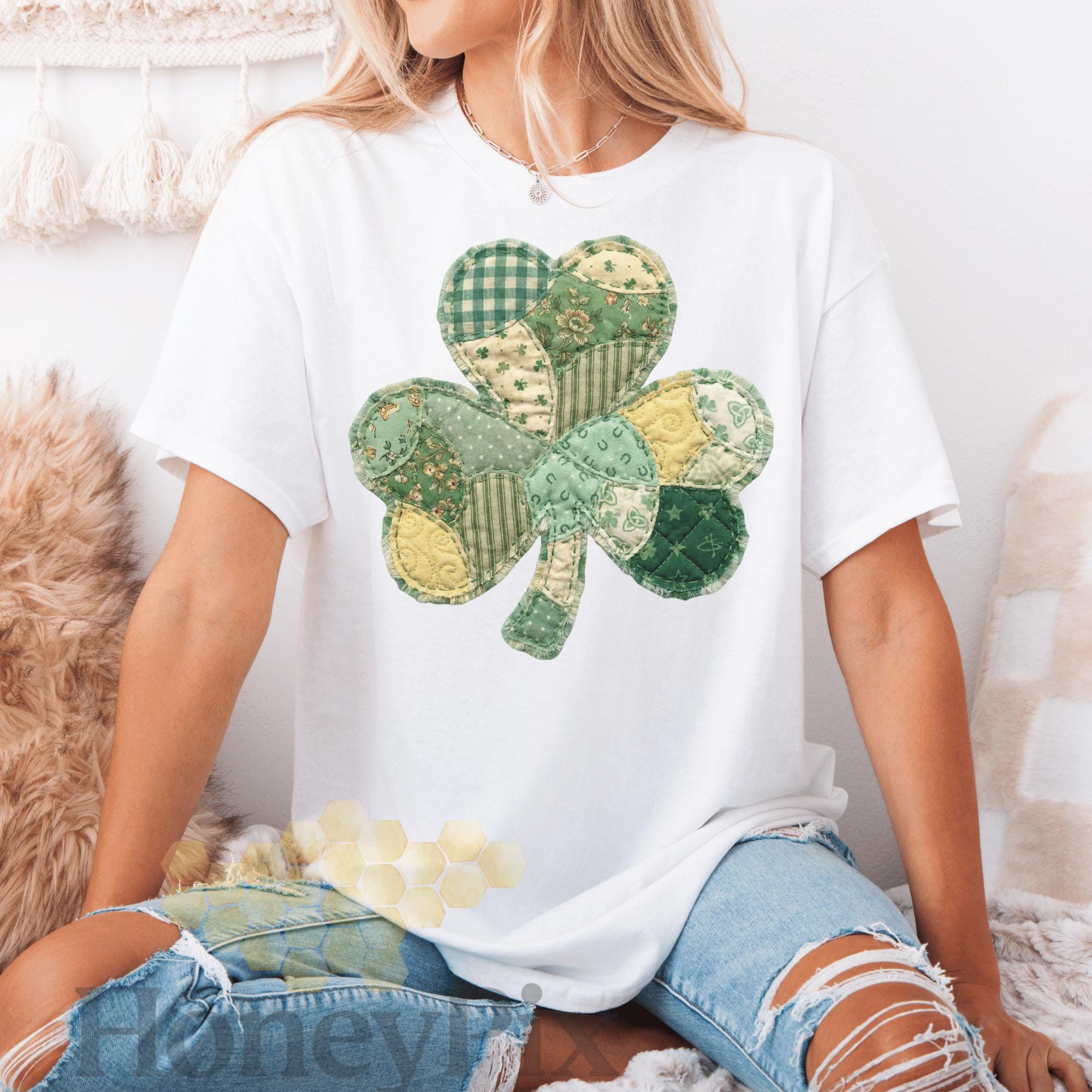 Faux Patchwork Shamrock Quilt Png, St Patricks Day Clover Png ...