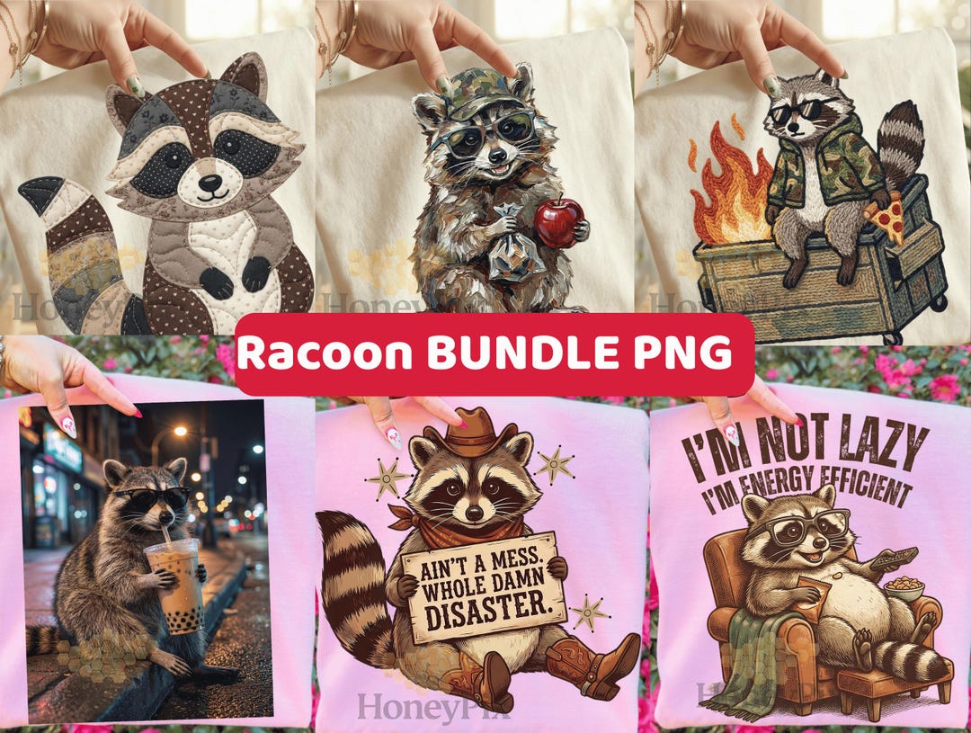 Raccoon Bundle Png, Funny Raccoon Bundle Png, Trash Panda Designs Png ...