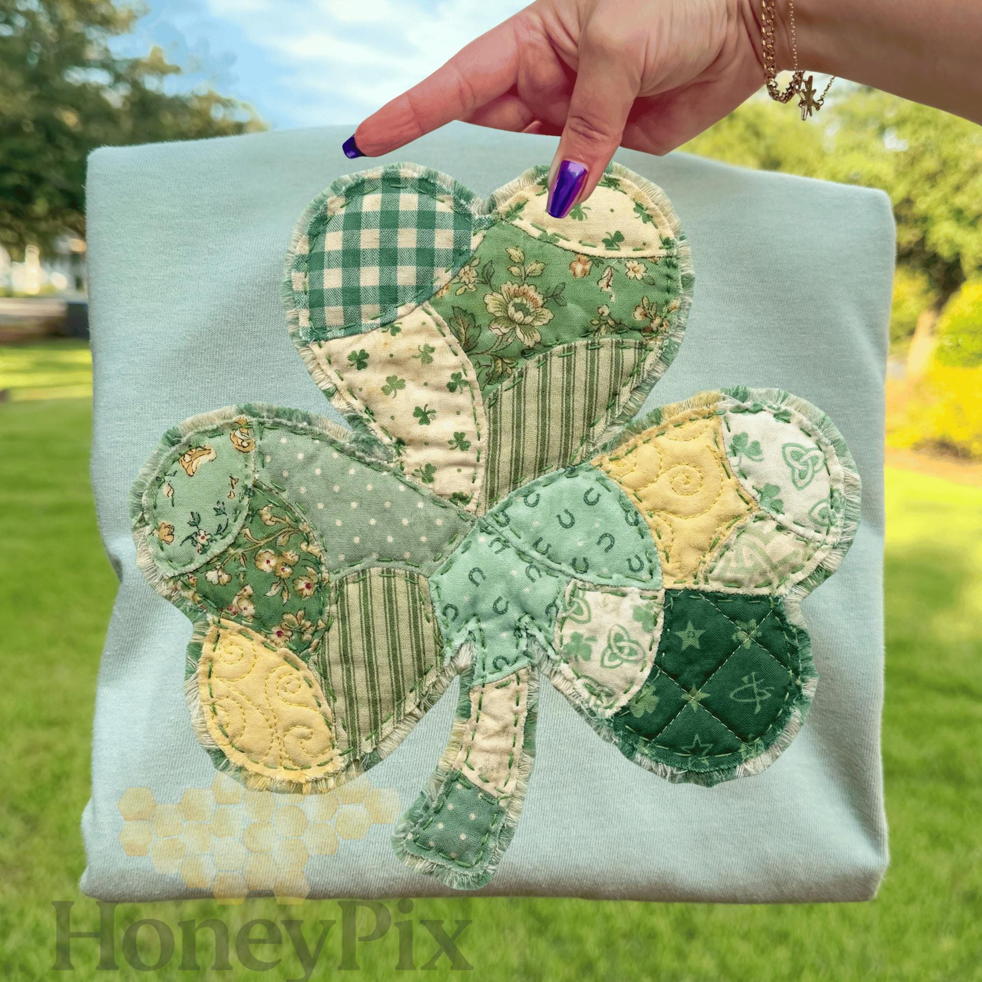 Faux Patchwork Shamrock Quilt Png, St Patricks Day Clover Png ...