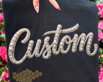 Custom Pearl Name Png, Elegant Pearl Text Png, Personalized Name Design Png, Boutique Script Typography Png, Sublimation Design Png