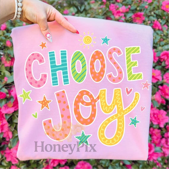 Choose Joy Png, Colorful Positive Quote Png, Happy Inspirational Typography Png, Teacher Classroom Decor Png, Digital Download