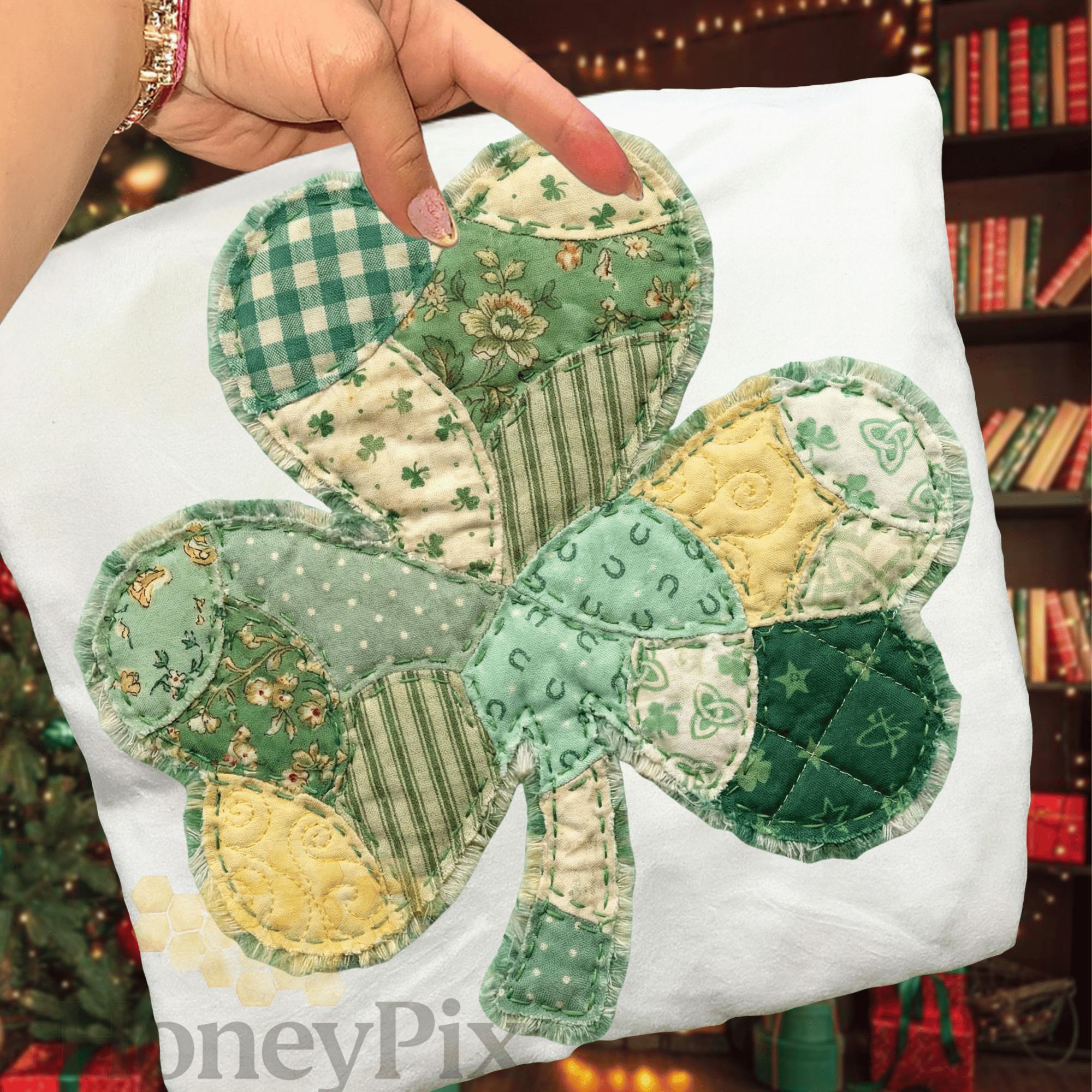Faux Patchwork Shamrock Quilt Png, St Patricks Day Clover Png ...