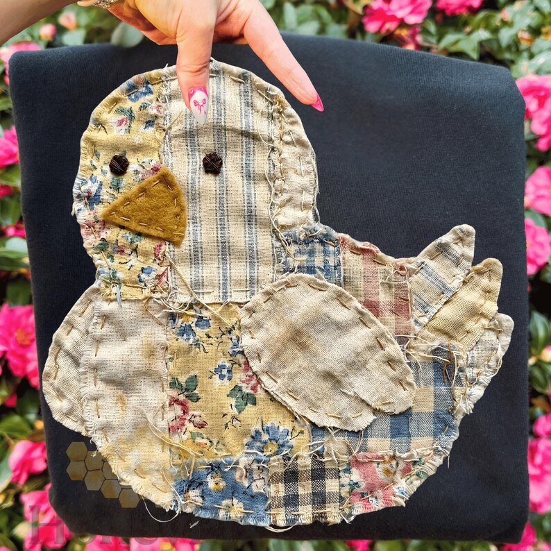 Faux Patchwork Easter Chick Png, Handmade Fabric Chick Png, Quilted ...