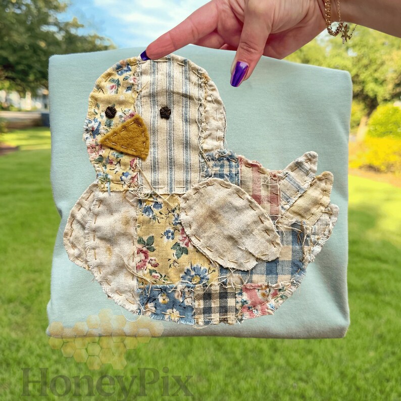 Faux Patchwork Easter Chick Png, Handmade Fabric Chick Png, Quilted ...