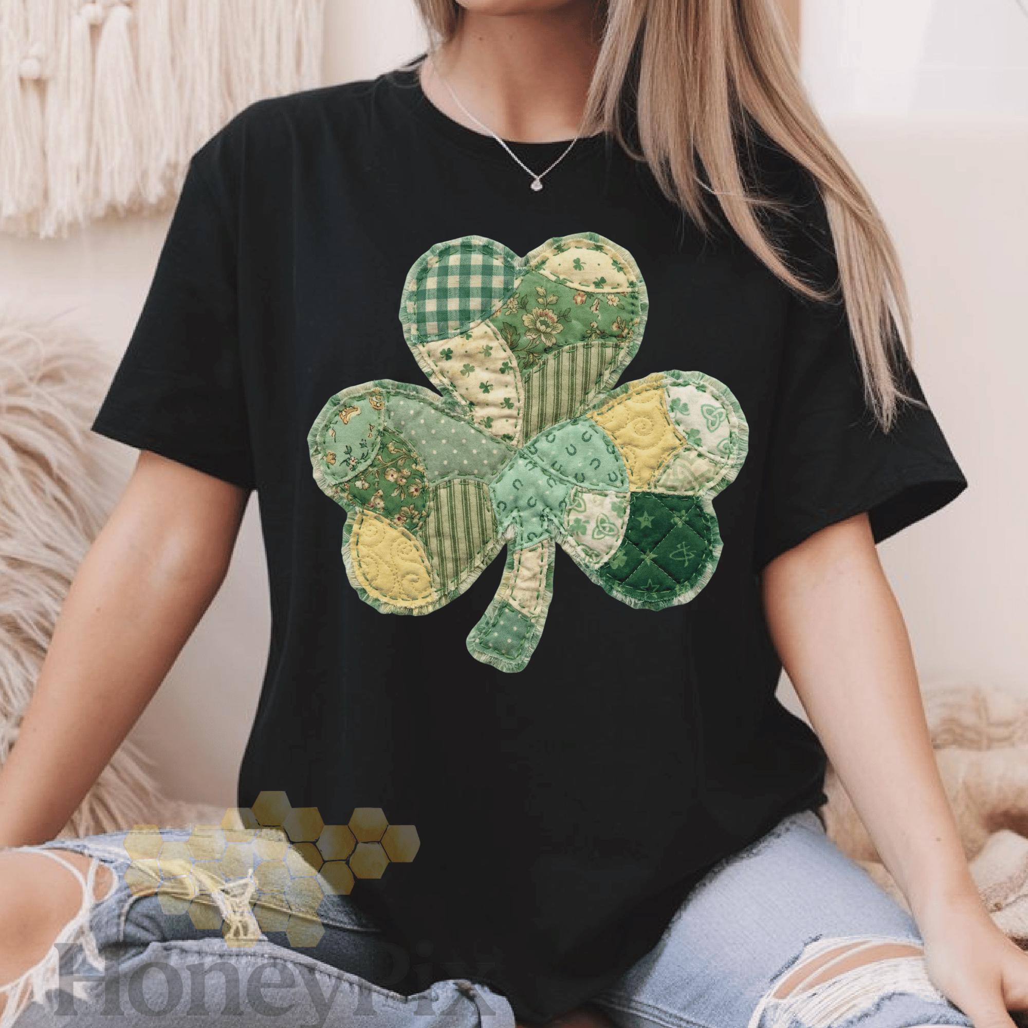Faux Patchwork Shamrock Quilt Png, St Patricks Day Clover Png ...