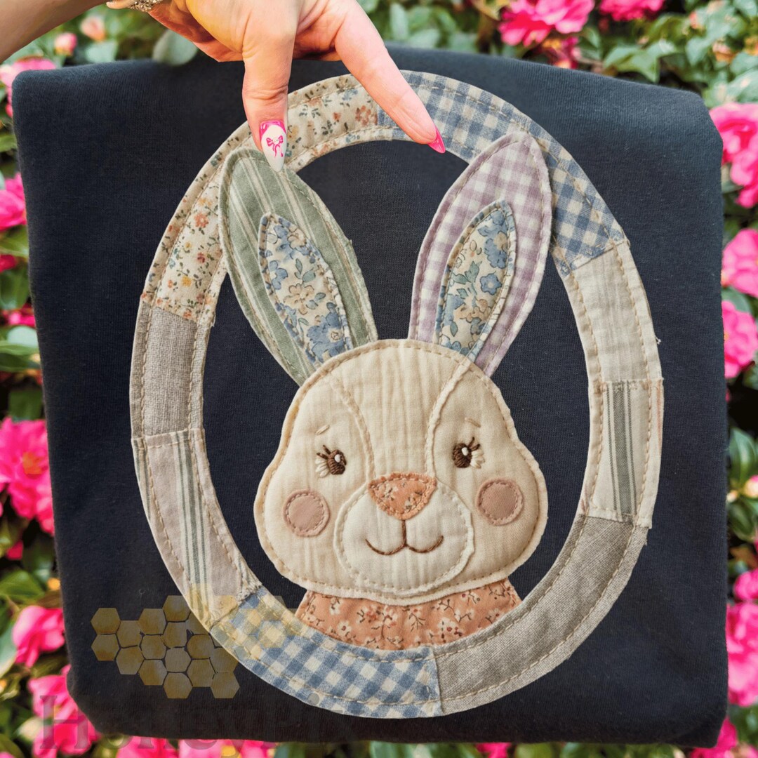 Vintage Faux Quilt Style Patchwork Bunny Png, Easter Patchwork Bunny ...