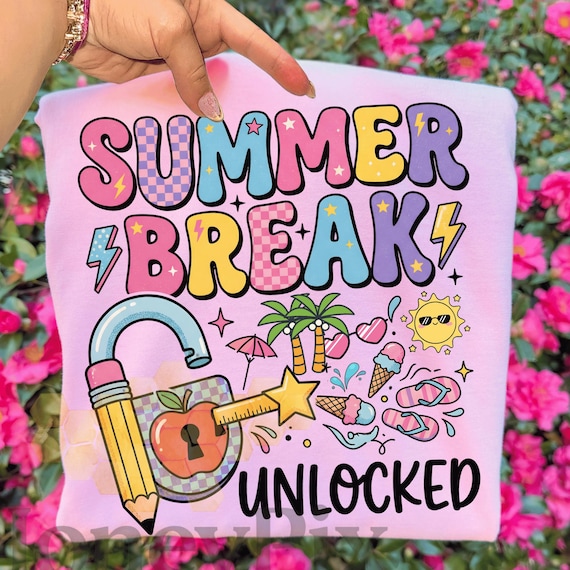 Summer Break Unlocked Png, Last Day School Png, Teacher Student Celebration Png, End of School Clipart Png, Sublimation School Png