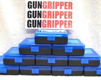10 x 22 LR Ammo Box Cases 100 Round Flip Top BLUE (GUNGRIPPER.com)