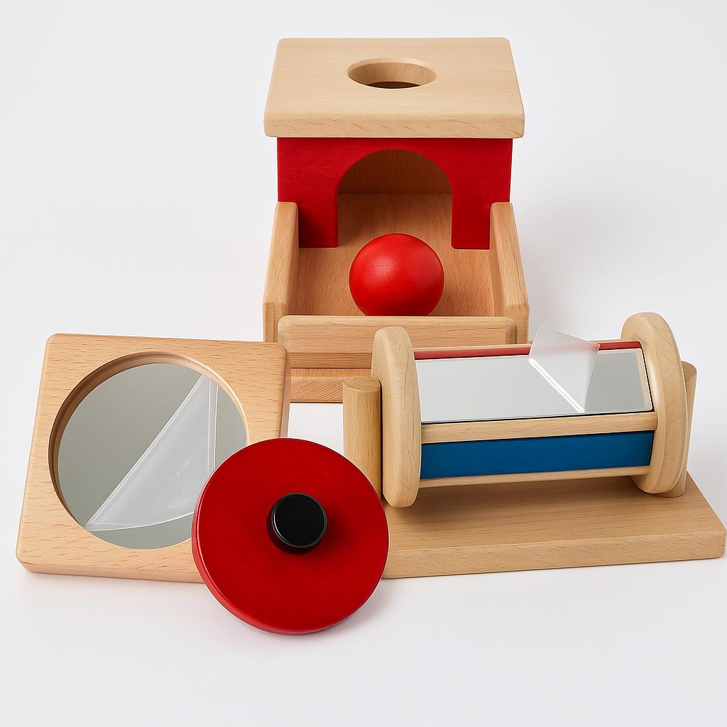 SPYMINNPOO Montessori Montessori Montessori Object Permanence Box Scatola di coordinamento, con cassetti in Legno, Scatola di Monete e Oggetti di permanenza