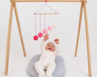 Montessori Beech Wood Baby Gym, Adjustable Height, Newborn Play Frame