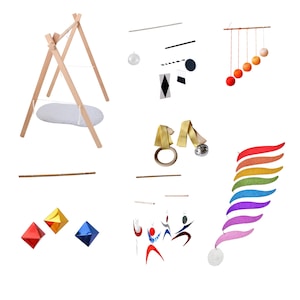 Juego de 5 móviles Montessori para bebé: juguetes de cuna hechos a mano, desarrollo sensorial