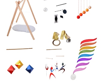 Montessori Baby Mobile Set of 5: Handmade Crib Toys, Sensory Development