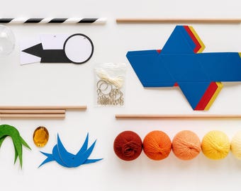 Montessori Baby Mobile DIY Kit – 4 Mobiles in One Set | Baby Gym Hanging Toys | Newborn Visual Development | Handmade Crib Mobile