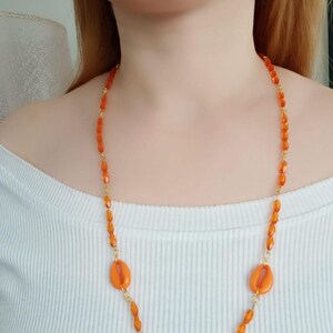 beaded necklace,handmade beaded necklace,orange necklace,women's necklace,mother's necklace,gift necklace, stylish necklace,lover's necklace