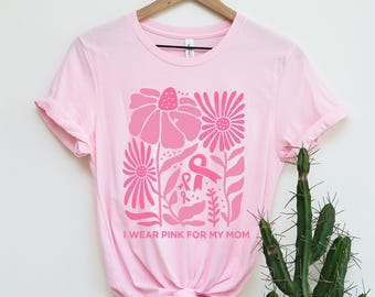 Miesiąc świadomości raka piersi Png, Noszę róż na raka piersi Png, Różowa wstążka w kwiaty boho Png, Rak piersi Png,