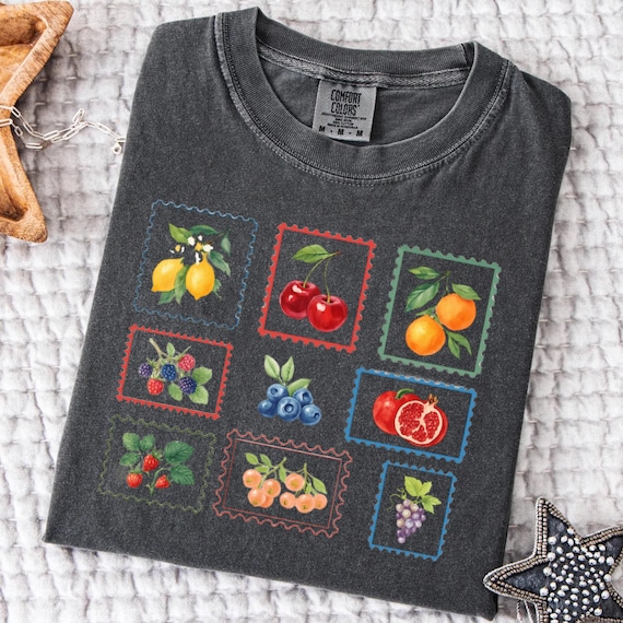 Summer Fruit Stamp Png, Retro Postage Stamp Png, Aesthetic Summer Png, Trendy Farmer's Market Aesthetic Cottage Core Gardening Gift