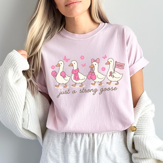 Breast Cancer Awareness Png, Strong Goose Pink Ribbon Png, Breast Cancer Fighter Gift, Hope Support Png for Women,Awareness Png