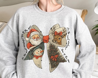 It's the most wonderful time of the year png, Santa Claus png, Vintage Christmas png,Christmas Coquette bow png,Reindeer snowman,Holiday Png