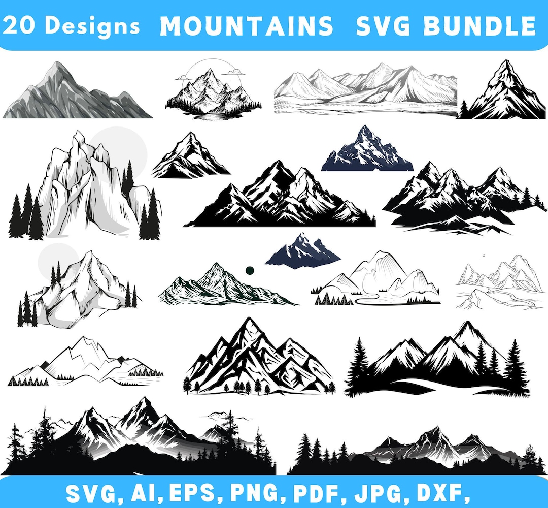 Mountains Svg Bundle, Mountain Range Svg, Mountain Svg, SVG Files for ...