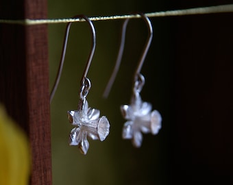 Daffodil Earrings in Sterling Silver or Gold Plated Silver | Spring Flower Jewellery | Handmade Flower Earrings | Wales gift