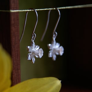 Daffodil Earrings in Sterling Silver or Gold Plated Silver | Spring Flower Jewellery | Handmade Flower Earrings | Wales gift
