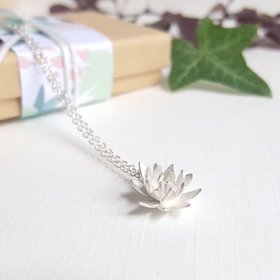 Sterling Silver Lotus Matte Finish Necklace Sterling Silver Lotus Matte Finish Necklace