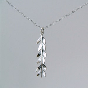 Silver Leaf Necklace Olive Branch Pendant Handmade Sterling Silver Jewellery image 2