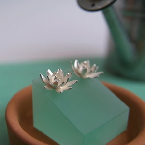 Sterling Silver Lotus Earrings: Handmade Flower Studs