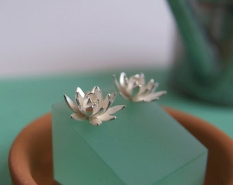 Lotus Earrings | Silver Flower Studs | Lotus Flower Jewellery