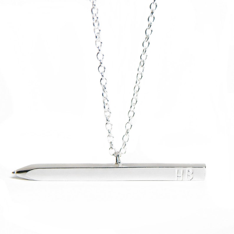 Silver Pencil Necklace Personalised Pendant Gift for Etsy