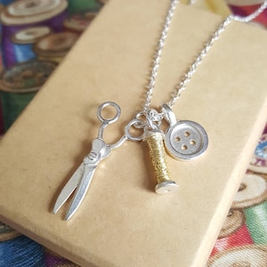 Silver Sewing Necklace | Gift for Dressmaker | Charm Necklace