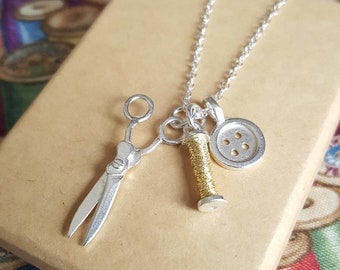 Silver Sewing Necklace | Gift for Dressmaker | Charm Necklace