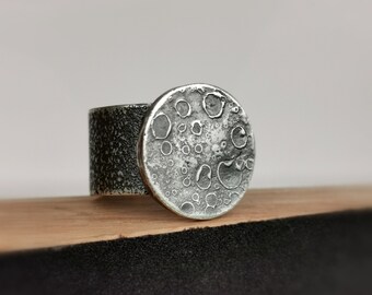 Moon Ring | Silver Luna Band Ring | Full Moon Jewellery | Night Sky Ring | Handmade in UK