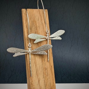 Dragonfly Earrings | Handmade Silver Dragonfly Drop Earrings | Nature Jewellery